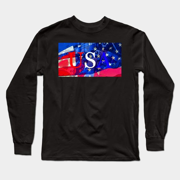 USA patriotic face mask Long Sleeve T-Shirt by dltphoto